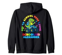 Alexander Schoolchild personalized Back to School Dino Truck Zip Hoodie
