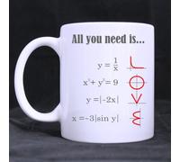 Alexander?schultz Smart Design Math Style LOVE Pattern All you need is LOVE Ceramic Coffee White Mug (11 Ounce) Tea Cup - Best Gift For Birthday,Christmas And New Year