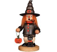 Alexander Taron Christian Ulbricht Decorative Halloween Witch with Pumpkin and Cat Smoker - 8.5 H x 4 W x 4 D