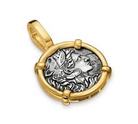 Alexander The Great Amulet In Sterling Silver With 18ct Yellow Gold, 20.5mm