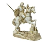 Alexander The Great on Horseback Statue - 6.3" Cast Marble Sculpture Patina Color | Handmade in Greece | Classical Greek Decor