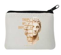 Alexander The Great There is Nothing Impossible to Him Who Will Try Neoprene Coin Purse Pouch 10x11cm White