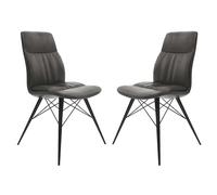 alexander vintage grey leather dining chairs in pair