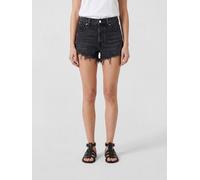 ALEXANDER WANG Denim Shorts with Raw Hem and Rhinestone Logo - Size: 26 - female