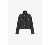 Alexander Wang Womens Alexander Wang Embossed-Logo High-Neck Denim Track Jacket Grey Aged XS
