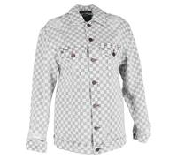 Alexander Wang Women's Preloved Daze With Checkerboard Print Denim Jacket in Grey Cotton | Size: 2