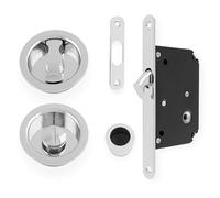 Alexander & Wilks AW110R Radius Pocket Door Lock Set, 50mm Backset, Solid Brass (Polished Chrome)