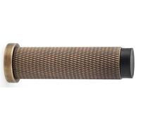 Alexander & Wilks Brunel KNURLED Door Stop, Skirting Wall Mounted, 75mm Projection (Antique Brass)