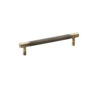 Alexander & Wilks Brunel Knurled T-Bar Cupboard Pull Handle, Antique Brass (128mm Centres)