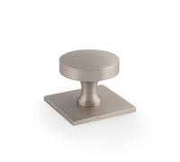 Alexander & Wilks Bullion Cupboard Knob On Square Backplate-Satin Nickel