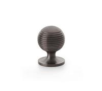 Alexander & Wilks Caesar Cupboard Knob On Round Rose - 32mm - Dark Bronze Pvd