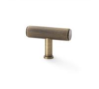 Alexander & Wilks Crispin Reeded T-Bar Cupboard Knob - 55mm - Antique Brass