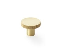 Alexander & Wilks Hanover Knurled Circular Cupboard Knob - Satin Brass - 38mm