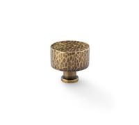 Alexander & Wilks Leila Hammered Cupboard Knob - Antique Brass - 35mm