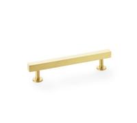 Alexander & Wilks Square T-Bar Cabinet Pull Handle - Satin Brass - Centres 128mm