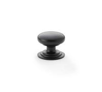 Alexander & Wilks Waltz Round Cupboard Knob On Stepped Rose - Black - 32mm