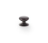 Alexander & Wilks Waltz Round Cupboard Knob On Stepped Rose - Dark Bronze - 25mm