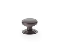 Alexander & Wilks Waltz Round Cupboard Knob On Stepped Rose - Dark Bronze - 32mm