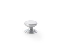 Alexander & Wilks Waltz Round Cupboard Knob On Stepped Rose - Satin Chrome - 25mm