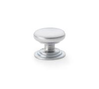 Alexander & Wilks Waltz Round Cupboard Knob On Stepped Rose - Satin Chrome - 38mm