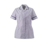 Alexandra AL-HO137NS-120 Series AL-HO137 Women's Lightweight Stripe Tunic, Navy Piping/Trim, 120 cm Chest, Size 24, Navy/White