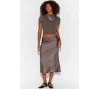 Alexandra Crushed Satin Maxi Skirt Set at Free People in Gravel Rock, Size: Medium - female