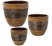 Alexandra House Living Brown Ceramic Planter Set (3 Pieces)