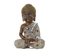 Alexandra House Living Decorative Figurine White Gold Acrylic Plastic Melamine Buddha 14 x 9 x 20 cm