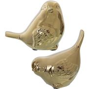Alexandra House Living Set of Figures Golden Ceramic Bird (2 Pieces)