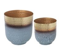 Alexandra House Living Set of Flower Pots Celestial Gold Metal (2 Pieces)