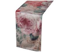 Alexandra House Living Table Runner Pink Textile 180 x 30 cm Velvet Floral