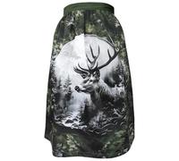 Alexandra Maxa - Exclusive Designer Dirndl Apron - Stag in the Fog Forest - Costume Accessory Made of Cotton Satin, Deer in the Mist Forest, 42-46