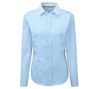 Alexandra STC-NF84PB-20 Women's Long Sleeve Shirt, Plain, 100% Cotton, Size 20, Pale Blue