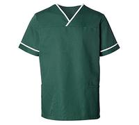 Alexandra | Unisex | Contrast Trim Scrub Top | Nurses & Carers Uniform | Bottle Green | Medium | HP20BO-M