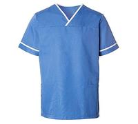 Alexandra | Unisex | Contrast Trim Scrub Top | Nurses & Carers Uniform | Hospital Blue | Large | HP20HB-L