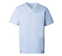 Alexandra | Unisex | Contrast Trim Scrub Top | Nurses & Carers Uniform | Pale Blue | Large | HP20PB-L