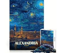 Alexandria Egypt Starry Night Art for Adults 1000 Piece Puzzle Brain Exercise HD Print Home Activity Birthday Art Gift (38x26cm)