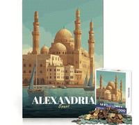 Alexandria, Egypt Travel Poster Jigsaw Puzzles for Adults 1000 Piece Thought Training Slow Leisure Uniform Cut Xmas Present (50X75CM)