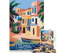 Alexandria, Egypt Travel Poster Jigsaw Puzzles for Adults1000 Piece Tension Relief Precise Connection Playful Challenge (50x75cm)