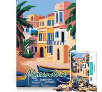 Alexandria, Egypt Travel Poster Jigsaw Puzzles for Adults1000 Piece Tension Relief Precise Connection Playful Challenge (50x75cm)