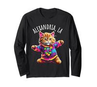 Alexandria LA USA Fun Cute Colorful Dancing Cat Design Long Sleeve T-Shirt