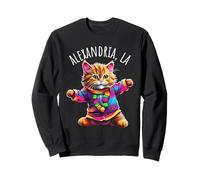 Alexandria LA USA Fun Cute Colorful Dancing Cat Design Sweatshirt