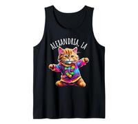 Alexandria LA USA Fun Cute Colorful Dancing Cat Design Tank Top