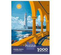 Alexandria Lighthouse View 1000 Piece Jigsaw Puzzle, Historic Square Architecture, Thick Cardboard Pieces for Travel Lovers, Mindful Activity, Paper Board, 38x26cm/1000pcs