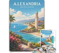 Alexandria, United States Travel Poster Jigsaw Puzzle, 1000 Pieces | Gift for puzzle lovers: quiet evening activity at home.