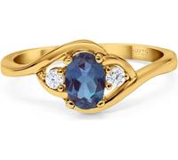 Alexandrite Solitaire Ring for Women, 4ct 925 Sterling Silver Yellow Gold Plated Colour Change Gemstone, June Birthstone,Size All (K)