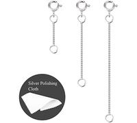 ALEXCRAFT 3PCS Sterling Silver Necklace Extender 0.8mm Ultra Thin Silver Box Chain Extender for Necklace Bracelet Extender for Jewelry Making (1 2 3 inch,0.8mm)