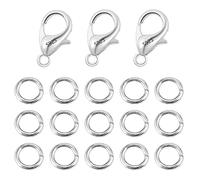ALEXCRAFT 925 Sterling Silver Jewelry Making Set, 23Pcs Silver Lobster Clasp with Jump Rings Bracelet Necklace Connect Clasps, Large Lobster Necklace Clasp Pendant Charm Connector Jewelry Accessories