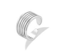 ALEXCRAFT Chunky Adjustable Glitter Rings Silver Star Women's Waterproof with Zirconia for Women Girlfriend Mum Engagement Promise Ring Fashion Jewellery Ladies, Brass, No Gemstone