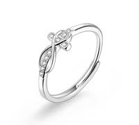 ALEXCRAFT Cross Silver Rings for Women, Silver Adjustable Rings With Cubic Zirconia Stackable Eternity Promise Infinity Cross Knot Twist Ring Finger Engagement 925 Sterling Ring Women Lady